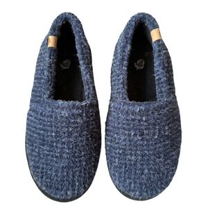 Acorn Kids Navy Blue Knit Slip On Moccasin Slippers Size 3-4